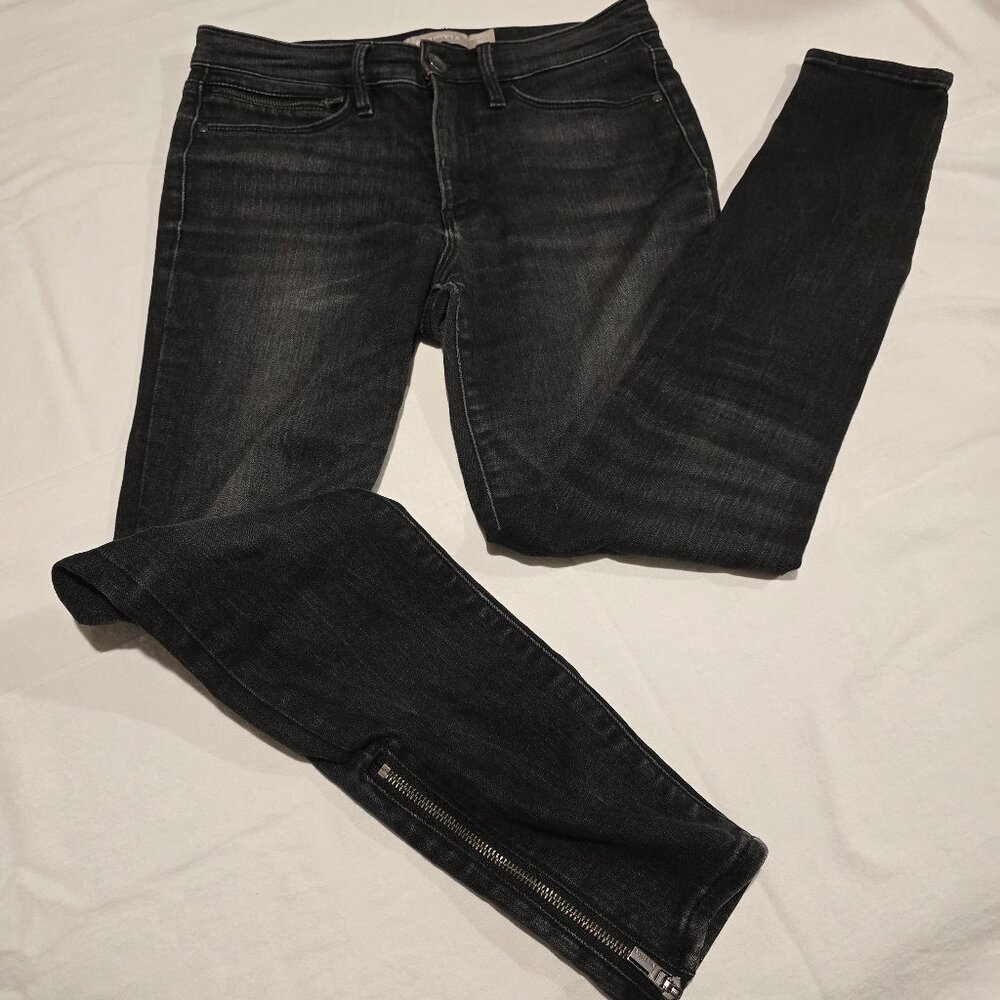 Athleta Womens Sculptek Black Carbon Wash Jeans Ankle Zipper Ultra Skinny 4